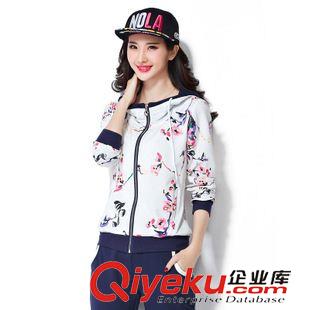 長(zhǎng)袖套裝 2015秋裝新款韓版大碼修身顯瘦衛(wèi)衣女印花休閑運(yùn)動(dòng)套裝女原始圖片2