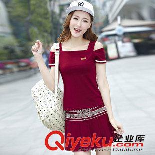 短袖套裝 夏季女款休閑運動套裝修身時尚短袖裙褲套裝網(wǎng)球羽毛球潮服