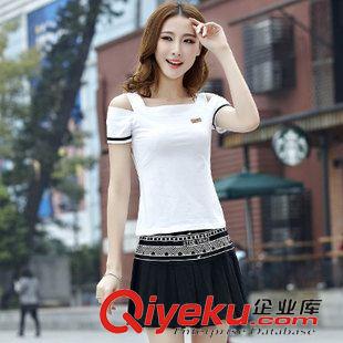 短袖套裝 2015新款大碼夏季時(shí)尚運(yùn)動(dòng)套裝女  露肩短袖運(yùn)動(dòng)套裙原始圖片2