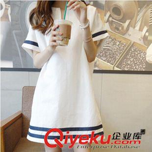 短袖連衣裙 春夏裝新款韓版女裝2015實(shí)拍波點(diǎn)雪紡修身百褶連衣裙