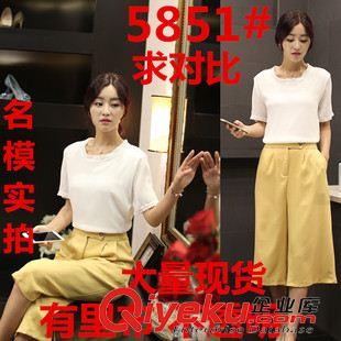 【休閑套裝】 2015夏裝新款名媛小香風女裝短袖闊腿褲寬松時尚套裝女原始圖片3