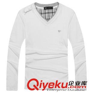 T恤 襯衫 2015男裝秋季新款純棉V領修身長袖休閑T恤813#經典百搭廠家直銷
