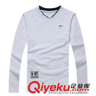 T恤 襯衫 批發秋季男裝新款純棉長袖秋衣5588時尚舒適柔軟修身純色T恤