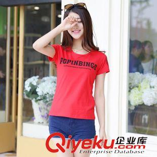 T恤 襯衫 批發夏季運動女新款純棉印花圓領休閑運動短袖T恤0606#經典百搭