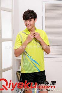 L 2015 男子休閑羽毛球服 快干透氣 比賽 翻領(lǐng)套裝羽毛球服原始圖片2