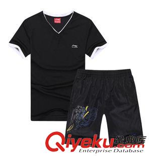 短褲短袖 2015zp新款夏季V領(lǐng)T恤短袖青少年半袖男士休閑跑步服運動套裝男原始圖片3