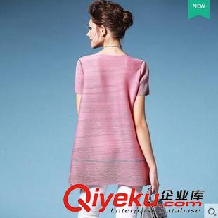 2015歐美gd面料潮裝 歐洲站2015新款女夏裝 簡約圓領短袖寬松A字大擺紅色連衣裙