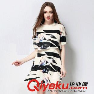 2015歐美gd面料潮裝 2015夏裝潮新款 歐美修身時尚兩件套亞麻上衣女裝時尚套裝