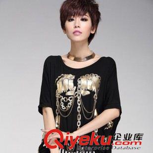 2015歐美街頭時尚潮 歐美范2015夏季新品街頭范印花水鉆打底衫 蕾絲短袖女裝修身t恤