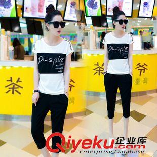 2015休閑套裝潮 2015夏上新 印花短袖圓領t恤上衣+運動褲休閑兩件套裝原始圖片3