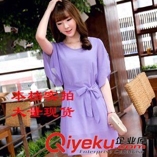 2015新款連衣裙 2015夏裝新款  韓版大碼女裝 荷葉喇叭袖短袖雪紡連衣裙