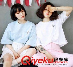 超低價T恤 2015夏季新款  百搭學院風女韓國 背帶裝飾潮閨蜜短袖T恤