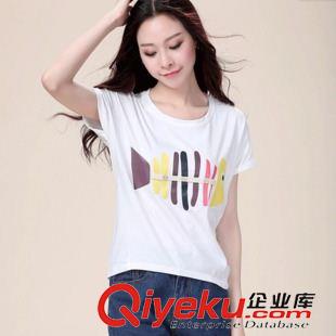 cdjT恤 2015夏季短袖女大碼純棉蝙蝠短袖少女寬松女裝魚骨頭女T恤潮