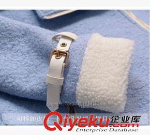 9月秋冬一期新款 2015秋冬新款克拉戀人唐嫣米朵同款大衣淺藍(lán)色機(jī)車毛呢大衣外套潮原始圖片2