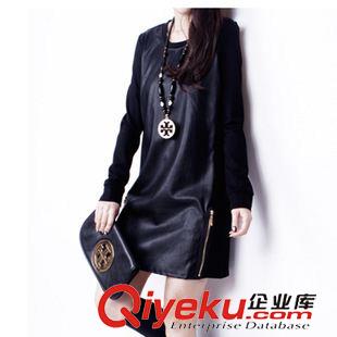 羽絨服|馬甲背心 春夏新款女裝韓版長袖品牌打底裙子 修身pu皮連衣裙批發(fā)女裝原始圖片3