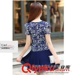 羽絨服|馬甲背心 代發(fā)夏季新款韓國(guó)東大門(mén)女裝雪紡拼接連衣裙修身蕾絲40424原始圖片2