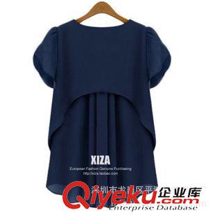 夏季 夏季爆款韓國東大門雪紡衫新款假兩件 胖MM女式上衣大碼女裝40433原始圖片2