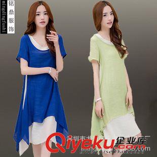 夏季 韓國代購春夏新款黑白條紋裙子女裝 韓版收腰雪紡連衣裙40424-2