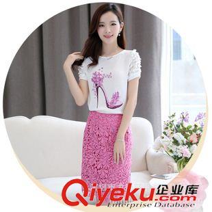 夏季 上衣女夏 2015新款女夏季印花女裝t恤蕾絲打底短袖雪紡衫原始圖片2