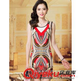 夏季 2015夏季新品兩件套裙媽媽裝連衣裙夏短袖大碼女裝修身顯瘦原始圖片3