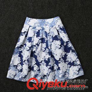 夏季 歐美2015夏季新款兩件套蕾絲鏤空短袖套裝歐根紗A字裙碎花半身裙原始圖片2