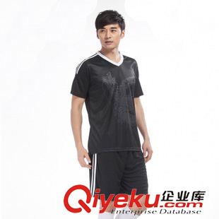 男裝足球服 2015歐冠黑色學生光板長袖足球隊球衣 足球訓練服褲子套裝 冬包郵