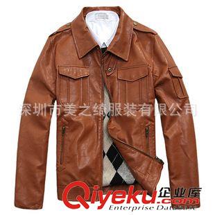 皮衣 夾克 供應(yīng)2013新款PU男裝皮夾克 訂做男式摩托車皮革服裝 防雨保暖皮衣原始圖片2