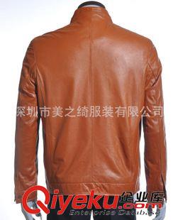皮衣 夾克 廠家直銷男裝新款簡單時(shí)尚立領(lǐng)拉鏈修身皮夾克批發(fā)定做原始圖片3