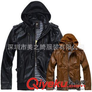 皮衣 夾克 廠家直銷男裝新款簡單時(shí)尚立領(lǐng)拉鏈修身皮夾克批發(fā)定做